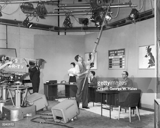 And ITV broadcasting teams prepare for a 'dummy run' of the networked news coverage of the General Election at Television House, Kingsway, London.