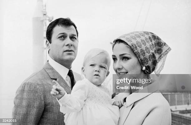 American actor Tony Curtis with his wife Christine Kaufmann and their daughter Alexandra in Southampton.