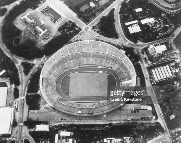 The National Stadium in Meiji Park where 72,000 spectators will watch the opening and closing ceremonies of the 1964 Tokyo Olympics.