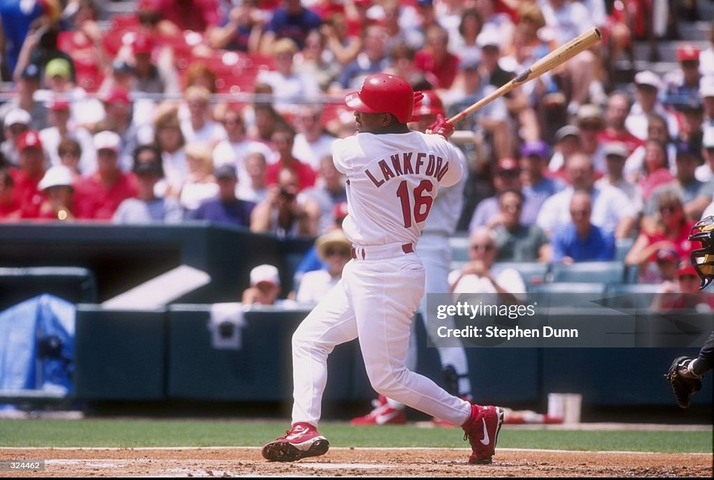 Outfielder Ray Lankford of the St. Louis Cardinals in action during a ...