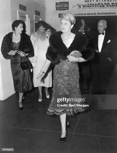 American business executive and philanthropist Marjorie Merriweather Post attends a production of playwright Tennessee Williams's play, 'A Streetcar...