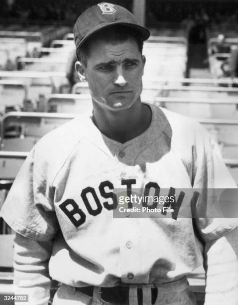 Portrait of American baseball player Bobby Doerr, secondbaseman for the Boston Red Sox, wearing his uniform.