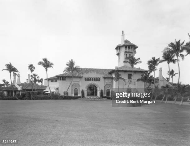 Exterior view of 'Mar-a-Lago,' residence of Marjorie Merriweather Post, 1100 South Ocean Boulevard, Palm Beach, Florida. Designed by Marion Sims...