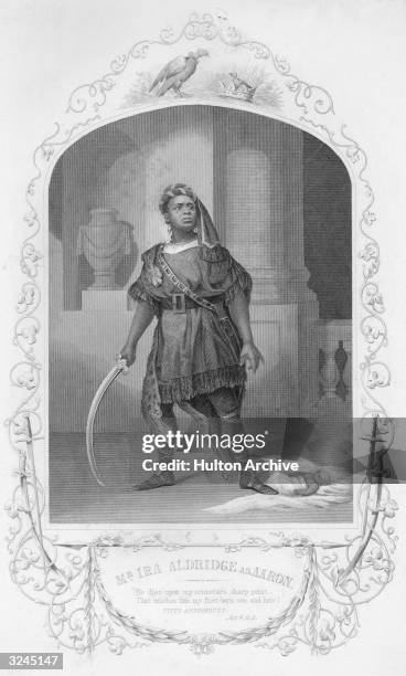 Ira Frederick Aldridge , English actor of African descent in the role of Aaron in William Shakespeare's play, 'Titus Andronicus,' Act IV, Scene 2.