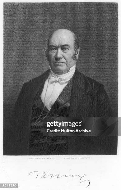 Portrait of American lawyer and politician Thomas Ewing . He was a US senator from Ohio from 1831-7 and 1850-1, secretary of the treasury in 1841,...