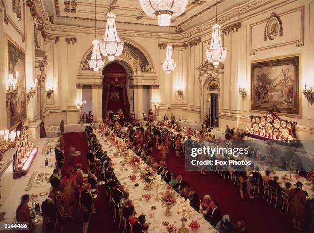 State banquet at Buckingham Palace, held in honour of President Kekkonen of Finland.
