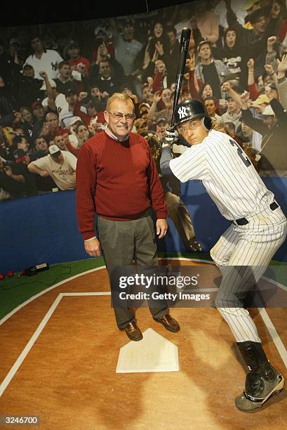 Don Zomer, Derek Jeter's high school coach from Kalamazoo Central High attends the launch of a new interactive experience featuring a figure of...