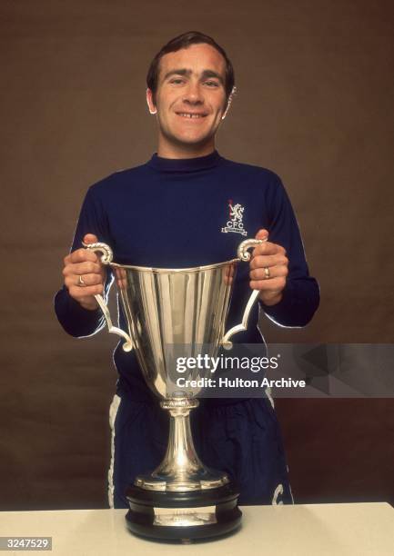 Chelsea Football Club captain Ron Harris holding the European Cup-Winners' Cup.