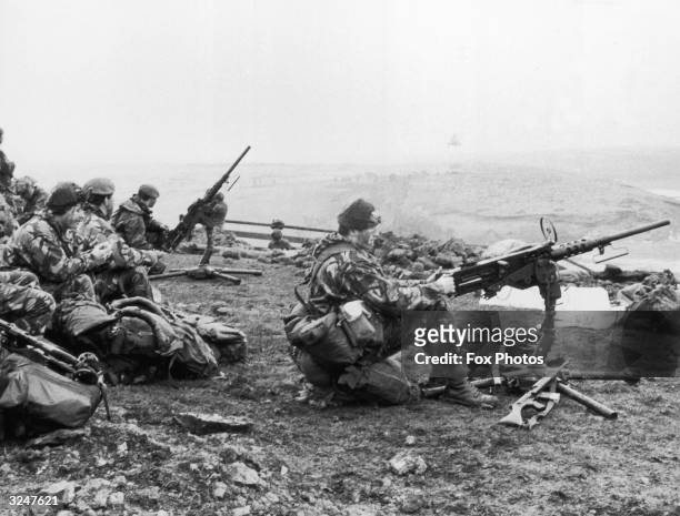 British soldiers in action during the Falklands War.