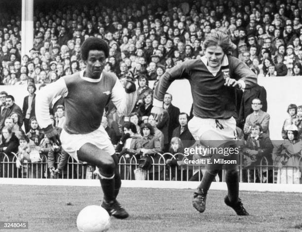 Brendan Batson of Arsenal in action during a match against Ipswich.