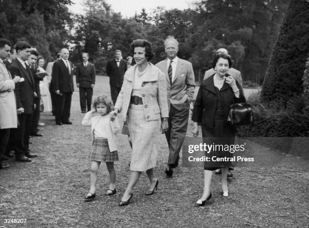 Leopold III former King of Belgium , his second wife Princess Liliane of Belgium and their daughter Princess Esmerelda meet the press in the grounds...