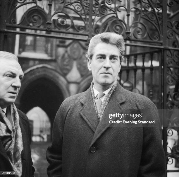 Irish actor Dermot Walsh leaving court after his divorce from his first wife, the film actress Hazel Court.