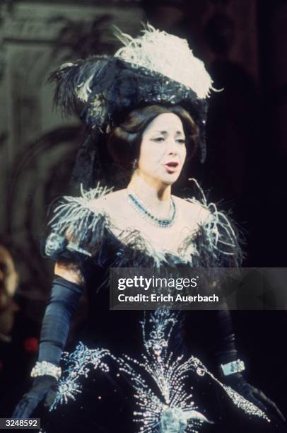 Spanish mezzo soprano Teresa Berganza in in the title role of Rossini's comic opera 'Cenerentola' .