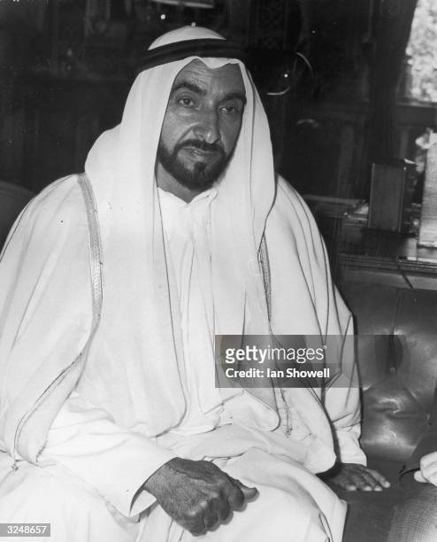 Sheikh Zayed bin Sultan al-Nahayan, ruler of Abu Dhabi at the British Foreign Office in London, where he met Foreign Secretary Michael Stewart. The...