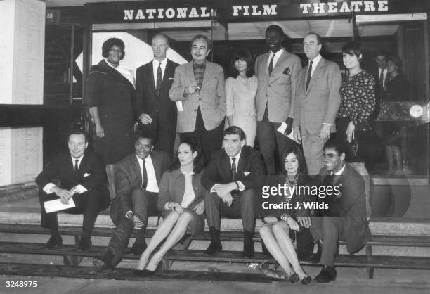 Line-up of international thespians at the National Film Theatre in London, during a press preview of the Commonwealth Film Festival. From left to...