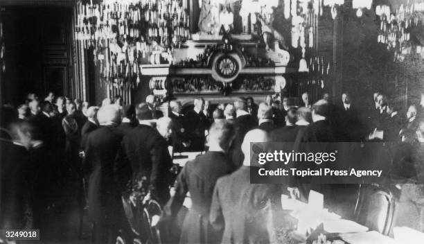 Delegates at the French Ministry of Foreign Affairs at the Quai d'Orsay in Paris at the opening of the Versailles peace talks.