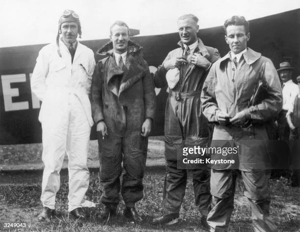 Australian aviator Sir Charles Kingsford-Smith on arrival at Baldonel aerodrome near Dublin with his three crew in their Fokker aircraft the...