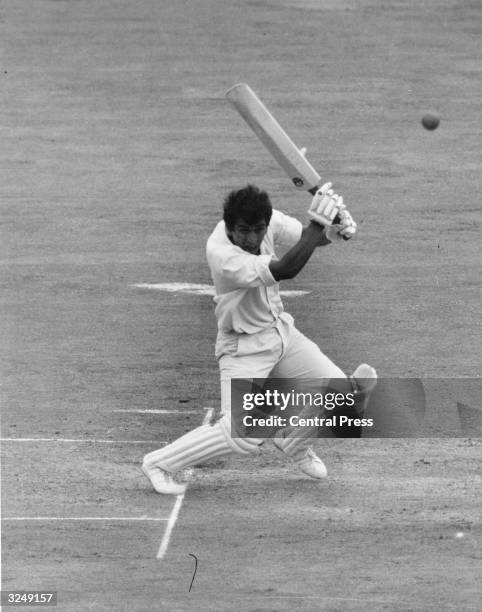 Sunil Gavaskar an Indian cricketer, the opening batsman for India during the England v India test Match at the Old Trafford cricket ground.