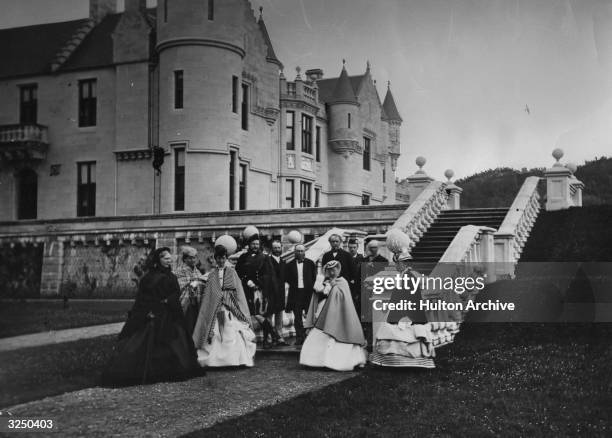 Guests attending a royal house party at Balmoral Castle, near Ballater on the River Dee in Scotland. Prince Albert, Queen Victoria's husband,...