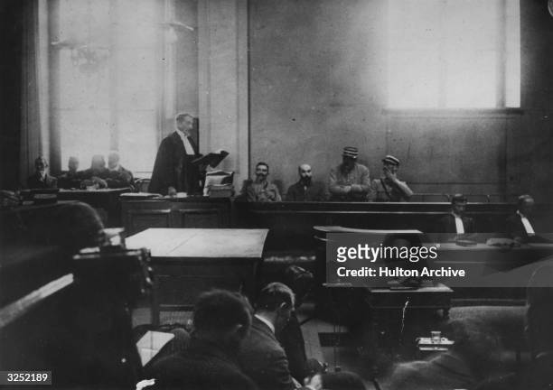 Murderer Henri Desire Landru listens as the Advocat General reads out a statement during his trial. Known as the French 'Bluebeard', Landru was found...