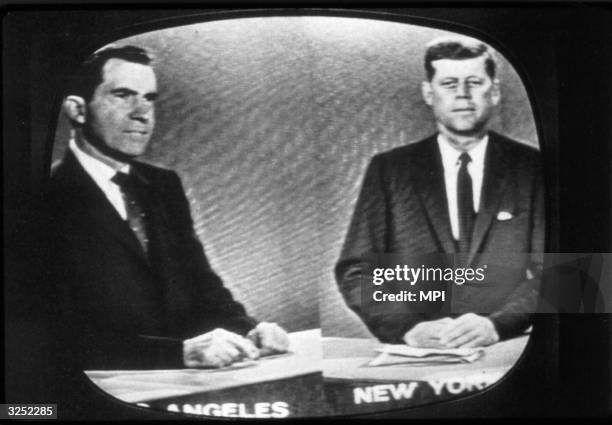 Presidential candidates Richard Nixon , later the 37th President of the United States, and John F Kennedy, the 35th President, during a televised...