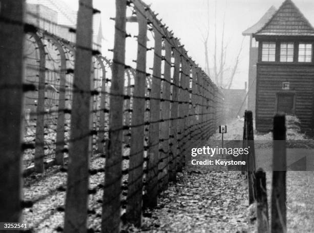 The perimeter fence of the Nazi concentration camp at Auschwitz.