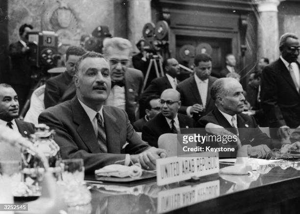 Gamal Abdul Nasser , President of the United Arab Republic, and of Egypt, attends the Conference of Non-Aligned Nations in Belgrade.