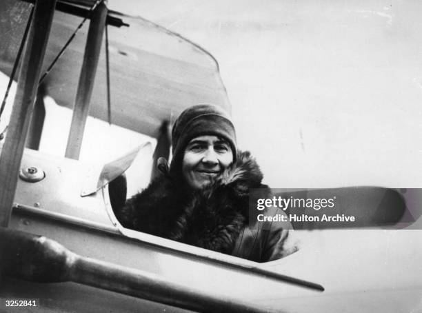 Lady Sophie Mary Heath in her Moth aeroplane.