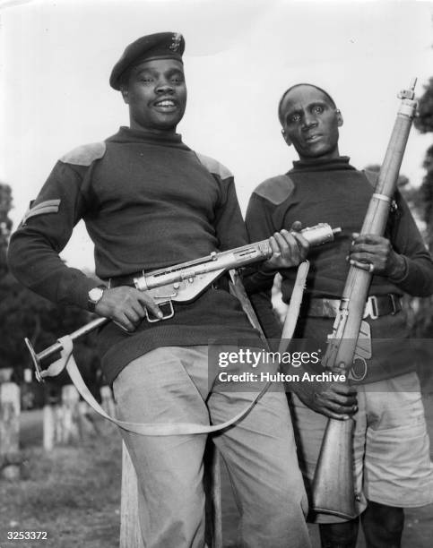 The two soldiers who caught the last Mau Mau leader Kimathu, Corporal Wanjoni and Noirango.