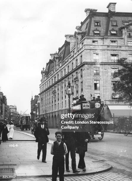 The exterior of the newly completed Ritz Hotel on Piccadilly, London.