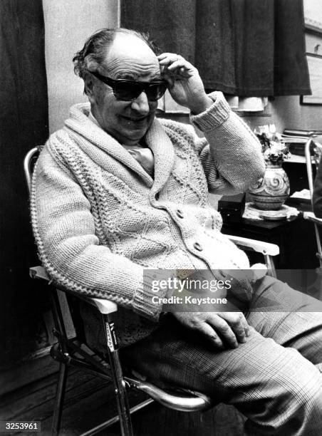 The blind Spanish composer, Joaquin Rodrigo at his home in Madrid.