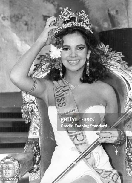 The new Miss World for 1979, Miss Venezuela - Tatlania Capote, wears the crown with pride. At one stage, however, she was wearing little else when...