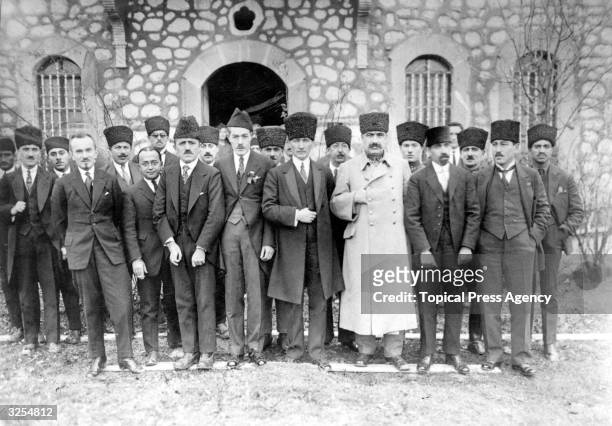 Mustafa Kemal Ataturk Turkish statesman and leader with the Turkish Diplomatic Corps at Ankara during the Greek-Turkey war in 1921-22.