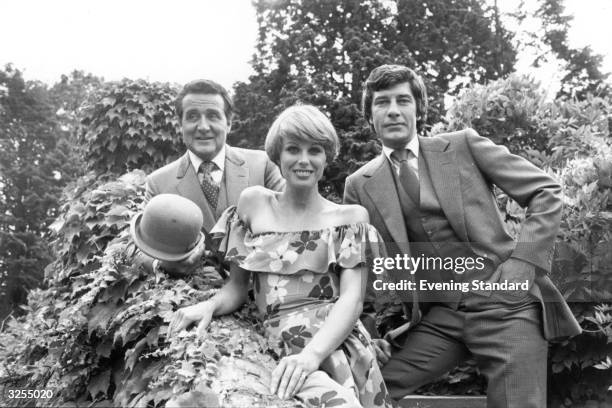 Patrick MacNee, Joanna Lumley and Gareth Hunt pose for the publicity shots for their new TV series 'The New Avengers'.