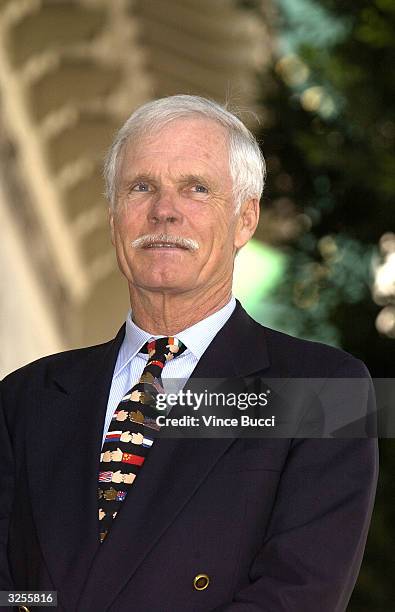 Media magnate Ted Turner attends a ceremony honoring him with a star on the Hollywood Walk of Fame April 7, 2004 in Hollywood, California.