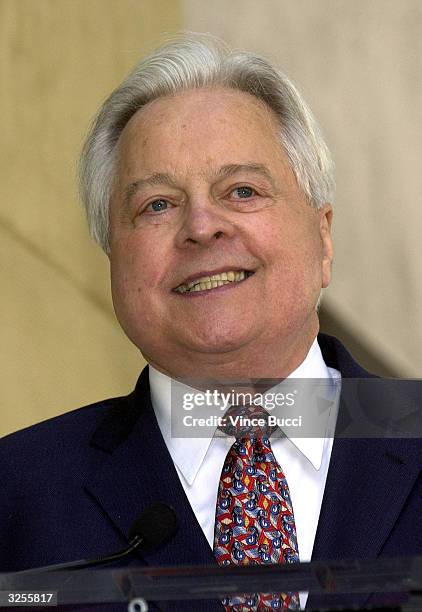 Author Robert Osbourne attends a ceremony honoring television tycoon Ted Turner with a star on the Hollywood Walk of Fame April 7, 2004 in Hollywood,...