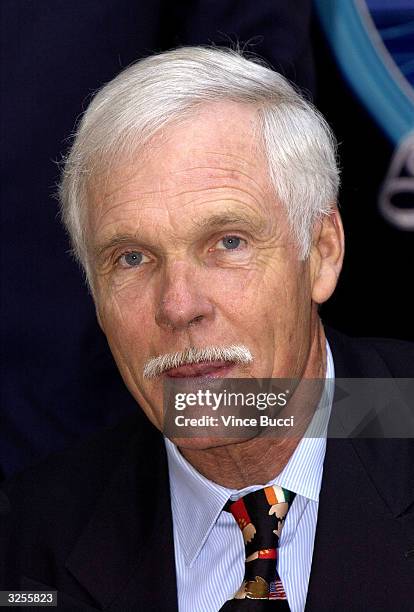 Media magnate Ted Turner attends a ceremony honoring him with a star on the Hollywood Walk of Fame April 7, 2004 in Hollywood, California.