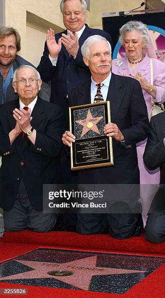Television tycoon Ted Turner attends the ceremony honoring him with a star on the Hollywood Walk of Fame on April 7, 2004 in Hollywood, California....