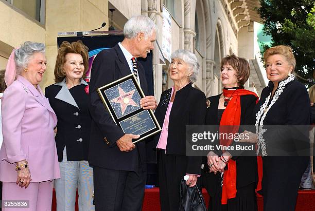 Actresses Ann Rutherford, Cara Sue Collins, television tycoon Ted Turner and actresses Betty Garrett, Margaret O'Brien and Esther Williams attend a...