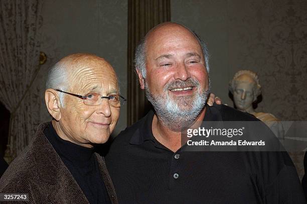 Producer Norman Lear and director Rob Reiner pose at the launch party for Arianna Huffington's new book "Fanatics and Fools : The Game Plan For...