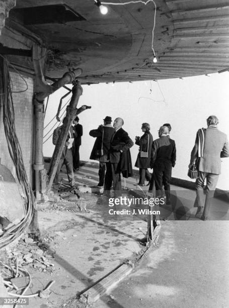 Damage to the balcony of the Post Office Tower, the tallest building in London, sustained after an IRA bomb. Subsequent to this attack, the...