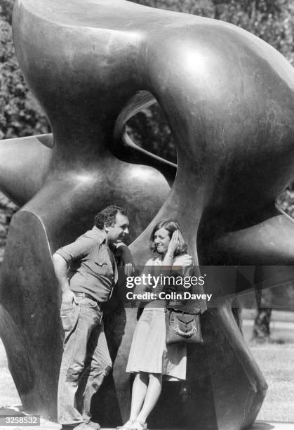 Examples of Henry Moore's sculpturing style on exhibition in the Serpentine Gallery, Hyde Park and Kensington Gardens.