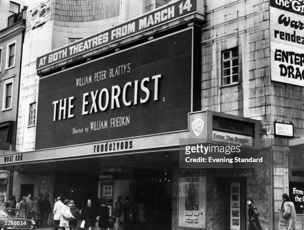 The exterior of the Leicester Square Warner cinema in London, which is showing 'The Exorcist'.