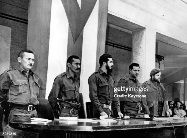 The revolutionary court where the mercenaries who invaded Cuba in the US backed Bay of Pigs invasion were tried. From left to right, the commandants...