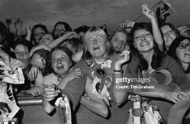 Teenage fans at a David Cassidy concert at White City, London.