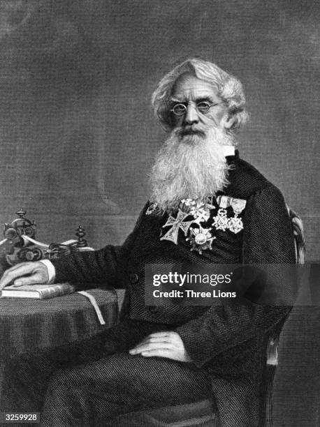 Samuel Finley Breese Morse , American artist, electrician and inventor of the telegraph and Morse code. Original Artwork: Engraving by Alonzo Chappel...