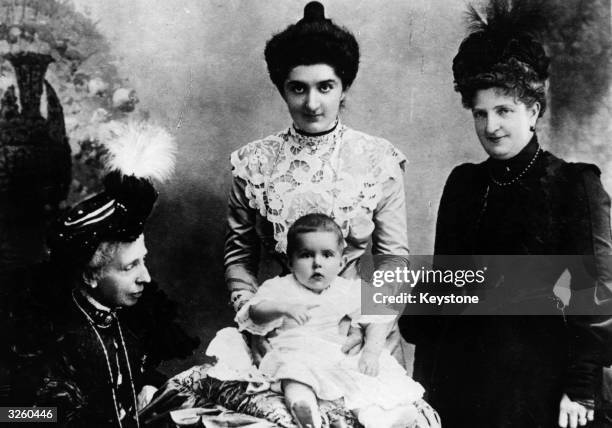 Four generations of Royalty with Princess Elizabeth, Queen Elena, Crown Prince Umberto and Dowager Queen Margherita of Savoy.