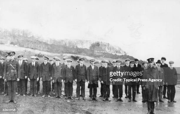 Group of Irish Republican Army soldiers on parade in Moville, County Donegal.