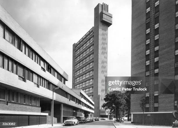 Trellick Tower, a new tower block of flats, designed by Erno Goldfinger and built in Golborne Road, west London.