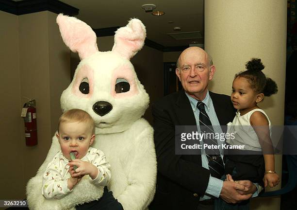 Actor Peter Boyle and the Easter Bunny visit kids with cancer to color eggs and read Easter stories at the Ronald McDonald House. April 8, 2004 in...